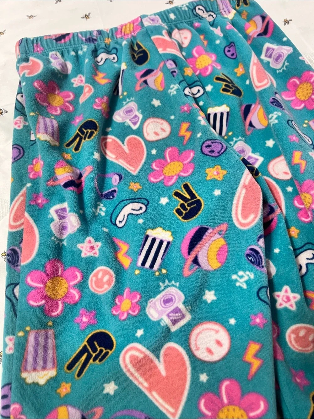 wonder nation Teal Floral & Icon Print Pajama Bottoms with Pink Accents